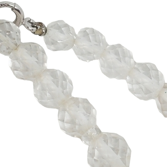VINTAGE GRADUATED FACETED QUARTZ CRYSTAL ROCK NECKLACE WITH 14K WHITE GOLD CLASP - Picture 5 of 6